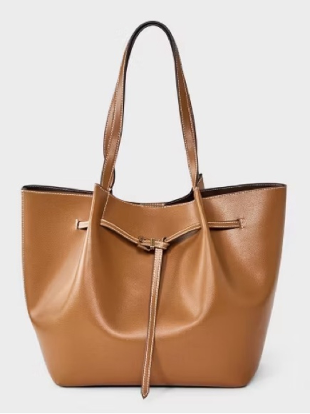 Belted Pinched Handle Tote Handbag